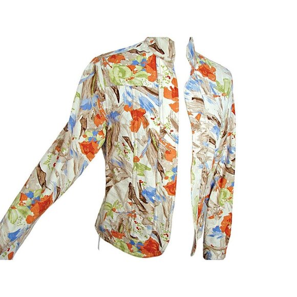 Coldwater Creek Blazer Jacket Floral Open Front Textured Vintage Bright Size 6 - Picture 2 of 11